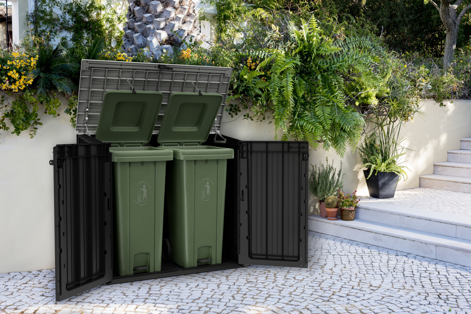 Universalbox für den Garten - grau-schwarz - 2x120 Liter