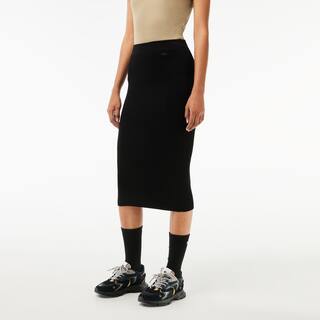 Jupe crayon en maille côtelée sans couture Robes & Jupes - Noir - Lacoste - Femme