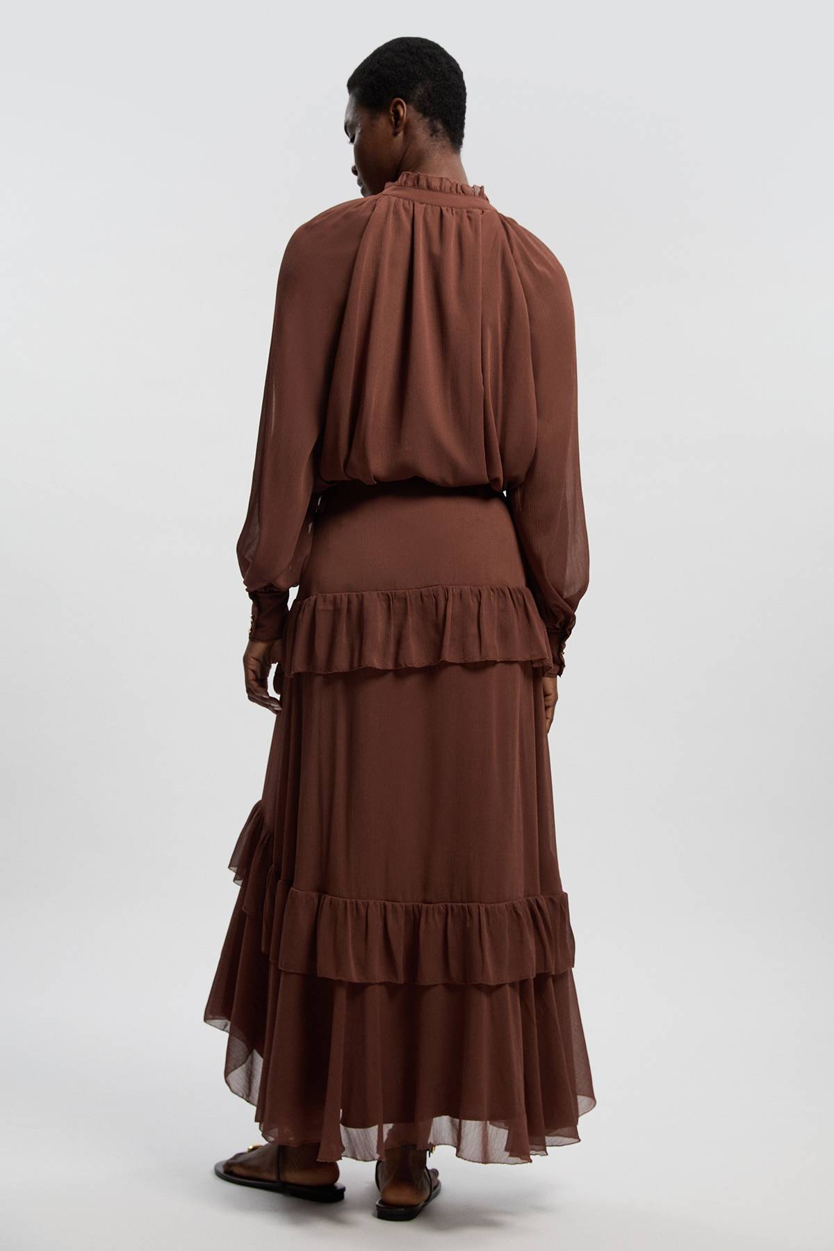 KarenMillen Jupe Longue en Mousseline Froissée Tissée