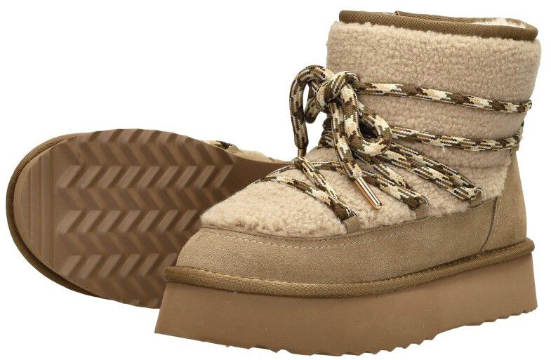 Shoecolate Enkellaarsjes Plat taupe