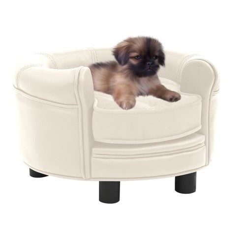 Sofá antiderrapante creme Vidaxl para cães de pequeno porte.