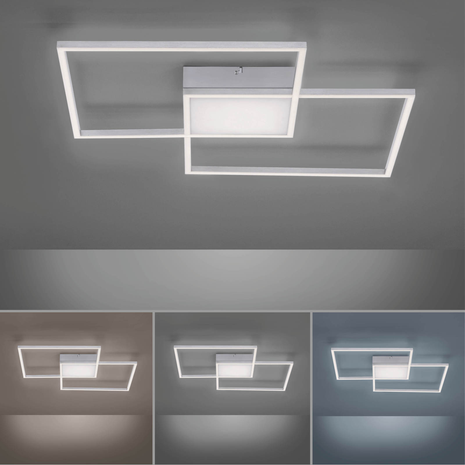 LED-Deckenleuchte - stahlfarben - dimmbar - Serienschalter