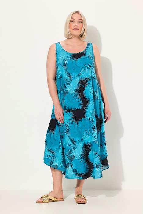 Kleid, Tiefsee-Druck, A-Linie, Rundhals, ärmellos