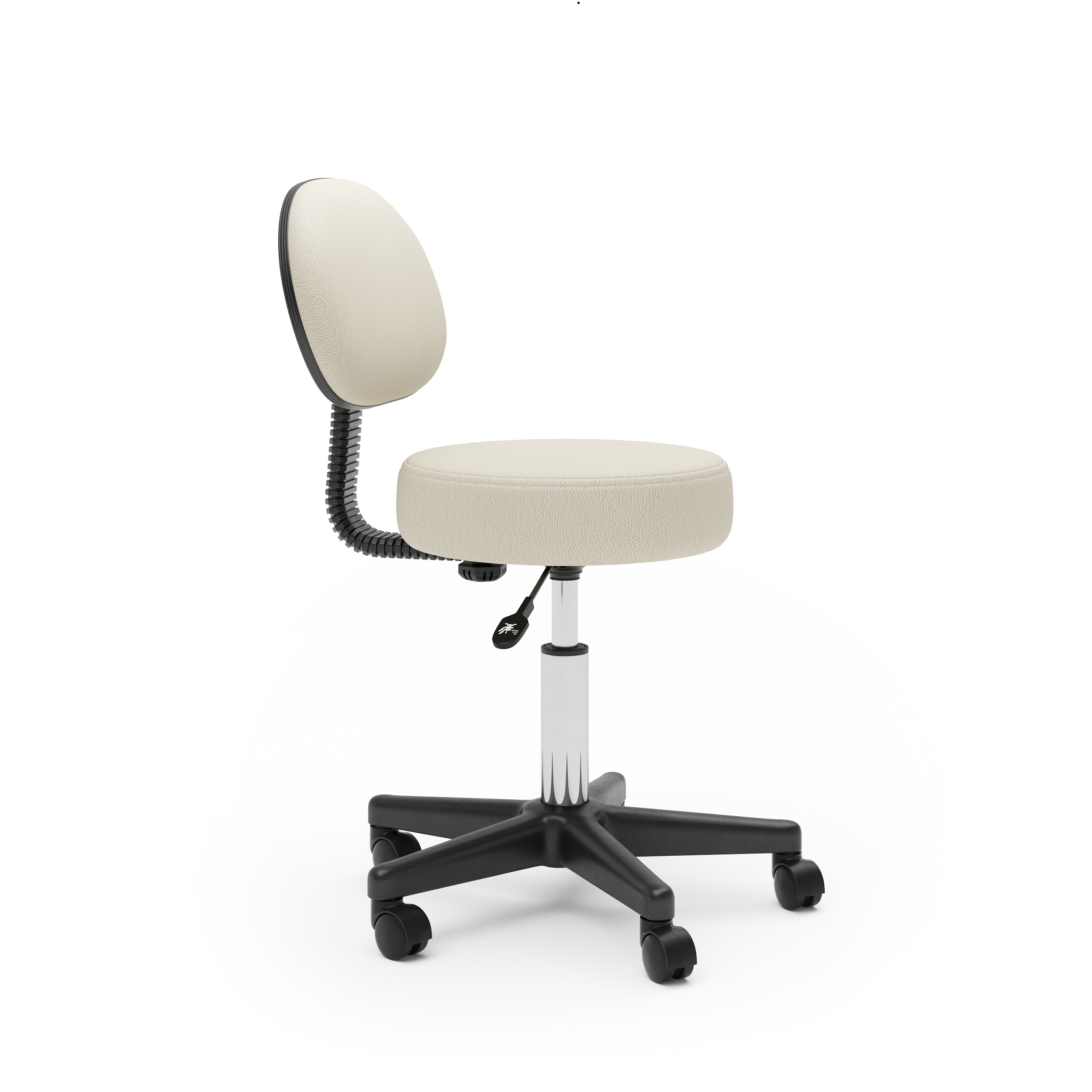 Drehstuhl Rollhocker mit Rückenlehne beige