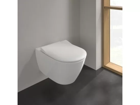 Pack WC sans bride VILLEROY ET BOCH Subway 2.0 abattant frein de chute + bâti-support sol et mur Viconnect PRO + plaque Chromé
