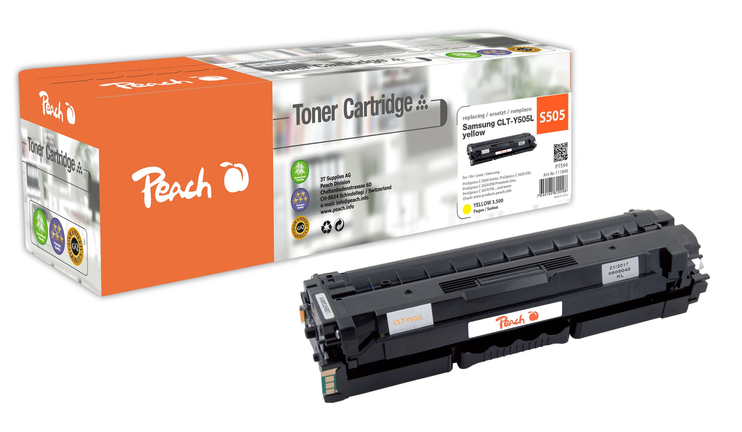 Peach S505Toner ye ersetzt Samsung CLT-Y505L, SU512A für z.B. Samsung ProXpress C 2600, Samsung ProXpress C 2620 DW (wiederaufbereitet)