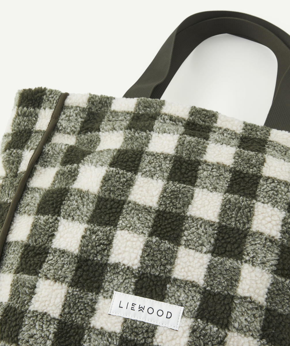 LIEWOODTOTEBAG EN SHERPA IMPRIMÉ À CARREAUX ET FIBRES RECYCLÉES