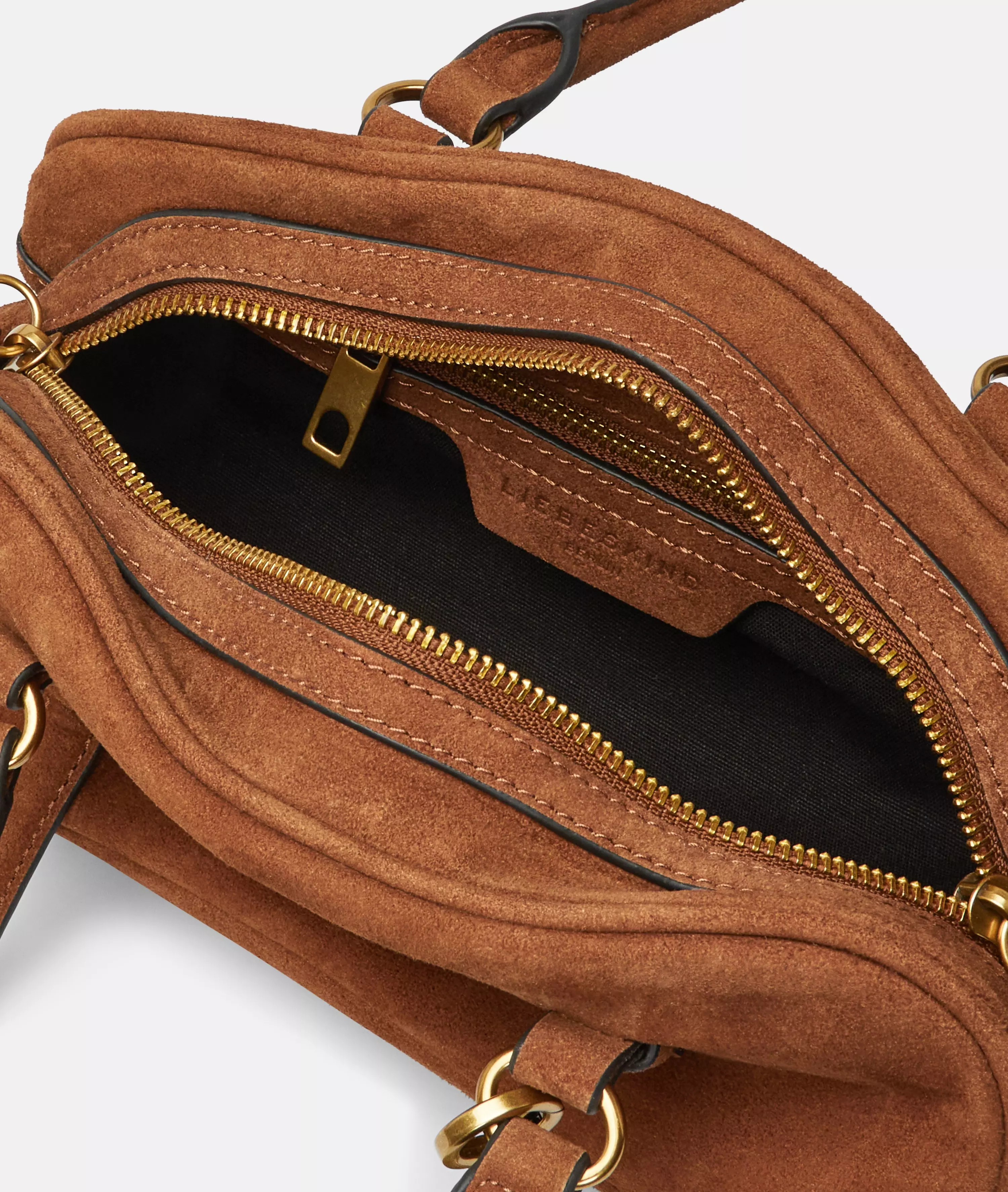 Frieda Satchel S with charm Handy shoulder bag in suede look