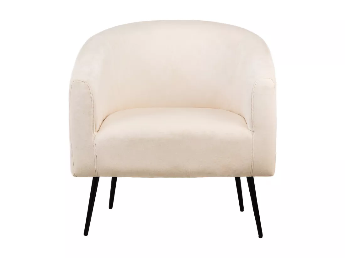 Fauteuil de salon en métal et velours beige