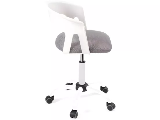 Chaise bureau roulettes accoudoir assise rembourée hauteur réglable pivotant AYA (blanc-gris)