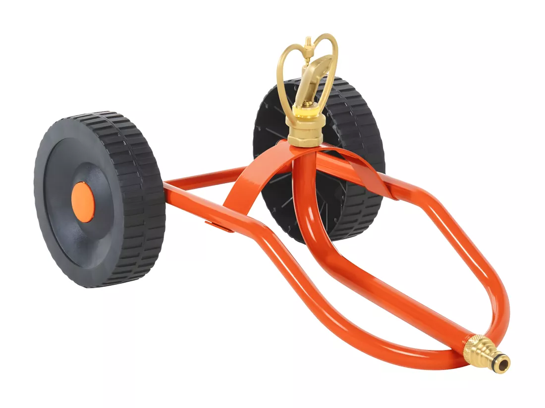 Prolenta Premium - Traîneau d’arrosage sur roues avec tête rotative en acier rouge