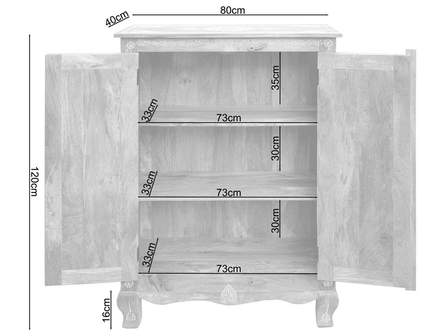 Home affaire Highboard »Gullaba« Kommode, Hand bemalt, Breite/Höhe 80/120 cm
