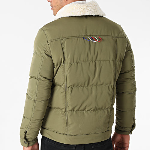 Veste Zippée Col Mouton Vert Kaki