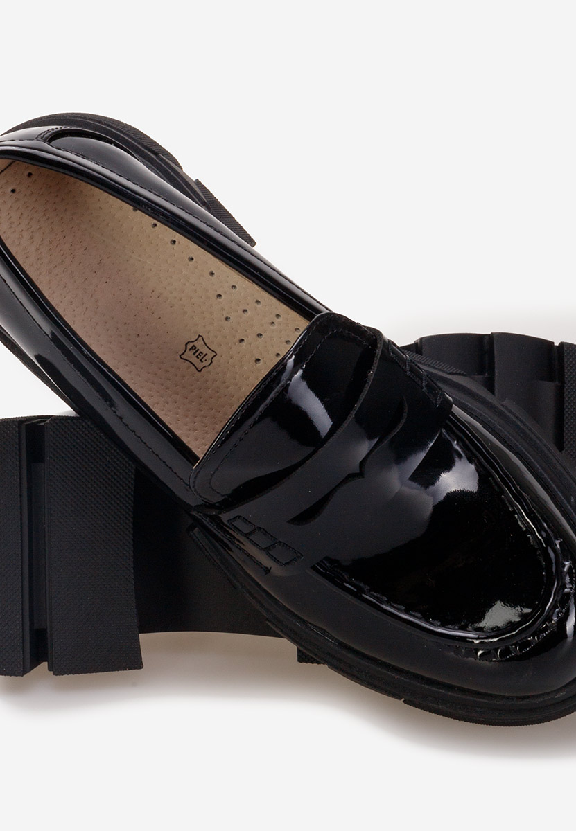 Mocassins femme à semelle épaisse noirs Lerina