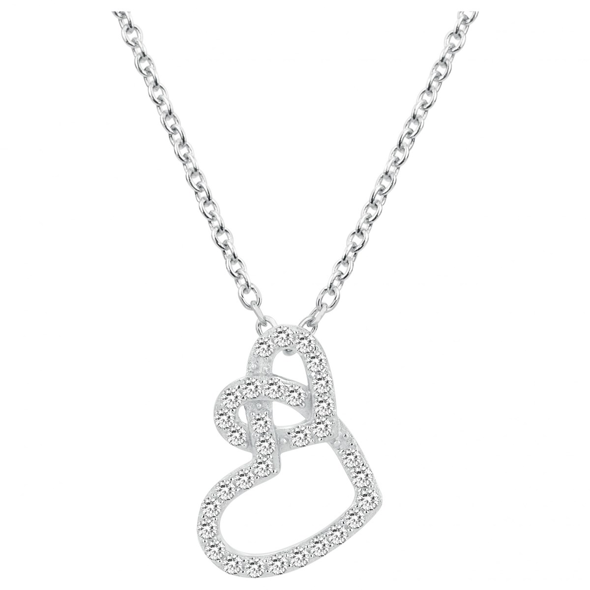 Collier mono-motif en Argent avec oxyde de zirconium blanc