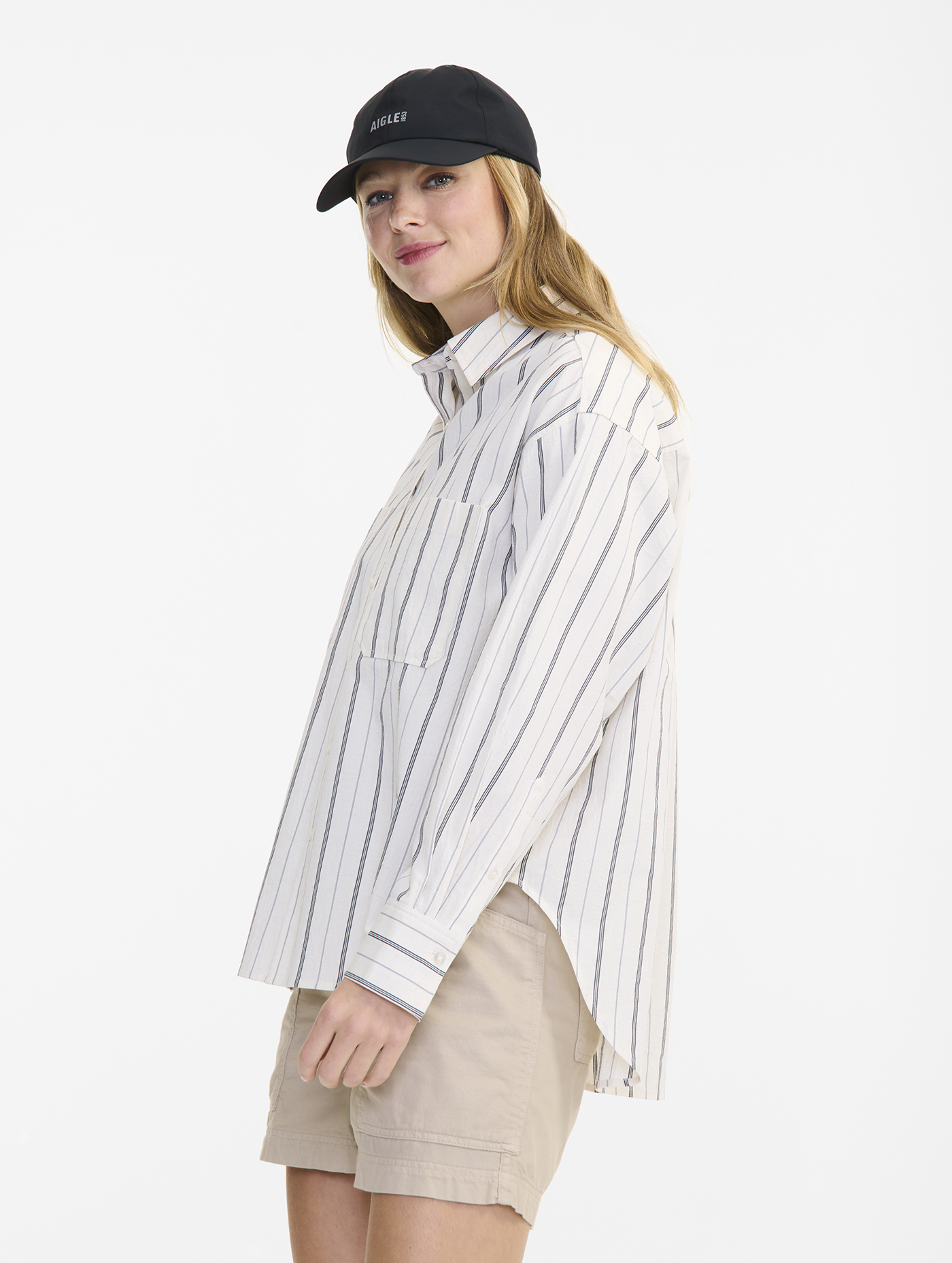 Chemise en coton rayée BLANC ST