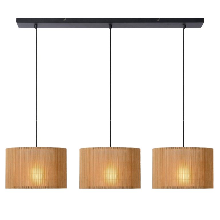 Lucide Magius 3 cluster hanglamp lineair naturel