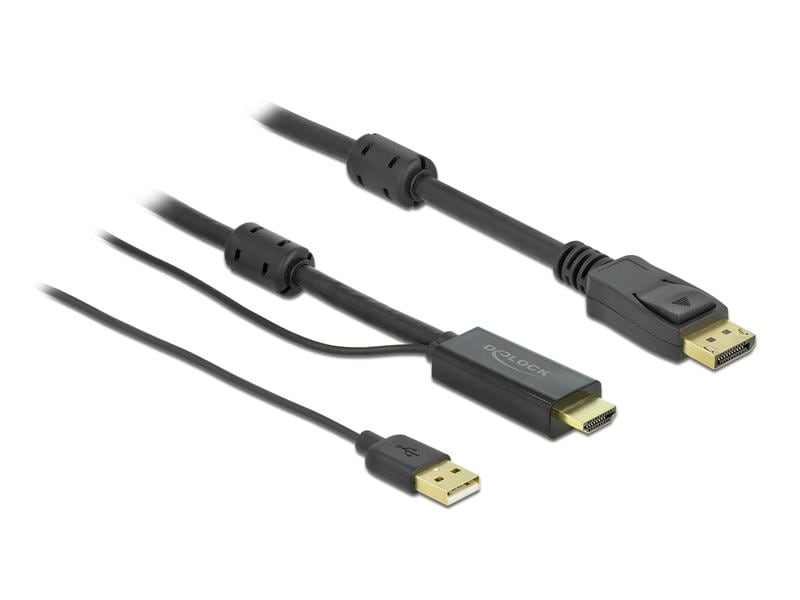 Delock Kabel HDMI – Displayport, HDMI/USB 2.0 - DisplayPort Delock HDMI zu DisplayPort Kabel 4K 30 Hz 2 m