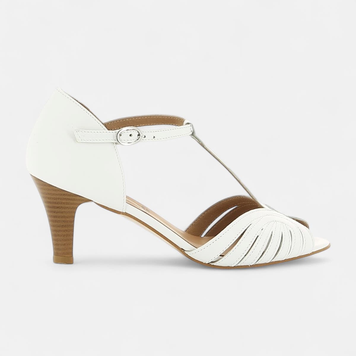 Nu-pieds à talon Femme en cuir blanc