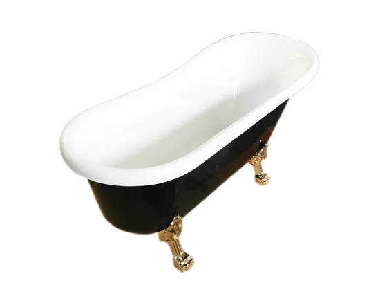 Baignoire ilôt retrò 170 x 80 cm noir pieds or + Mitigeur – Marigold Noir