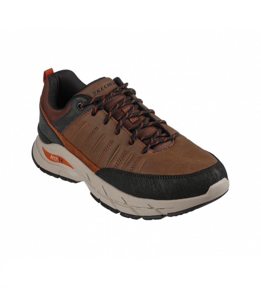 Tênis Skechers Arch Fit Baxer em couro marrom