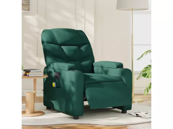 Fauteuil massant inclinable électrique Vert foncé Tissu