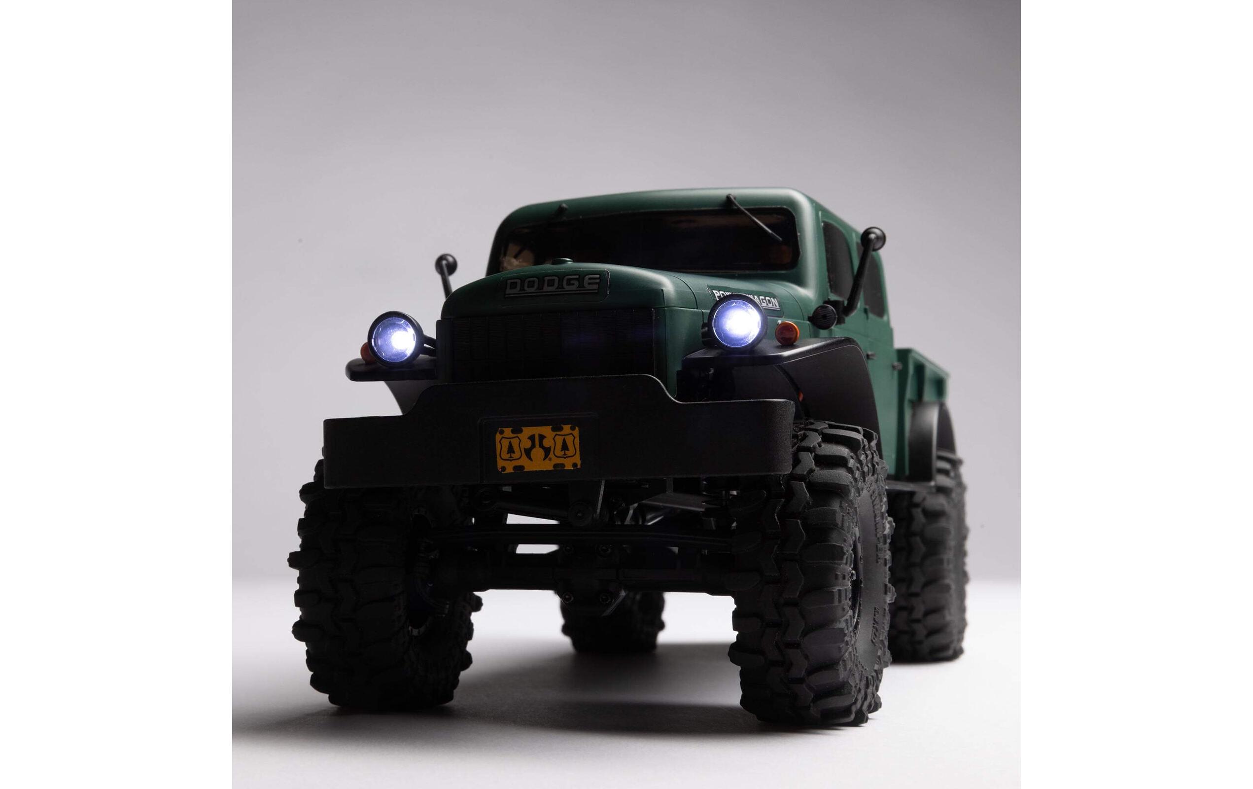 Scale Crawler SCX24 Dodge Power Wagon Grün, 1:24, RTR<br>Kleiner 4wd Rock Crawler mit 4-Türiger Powerwagon Karosserie