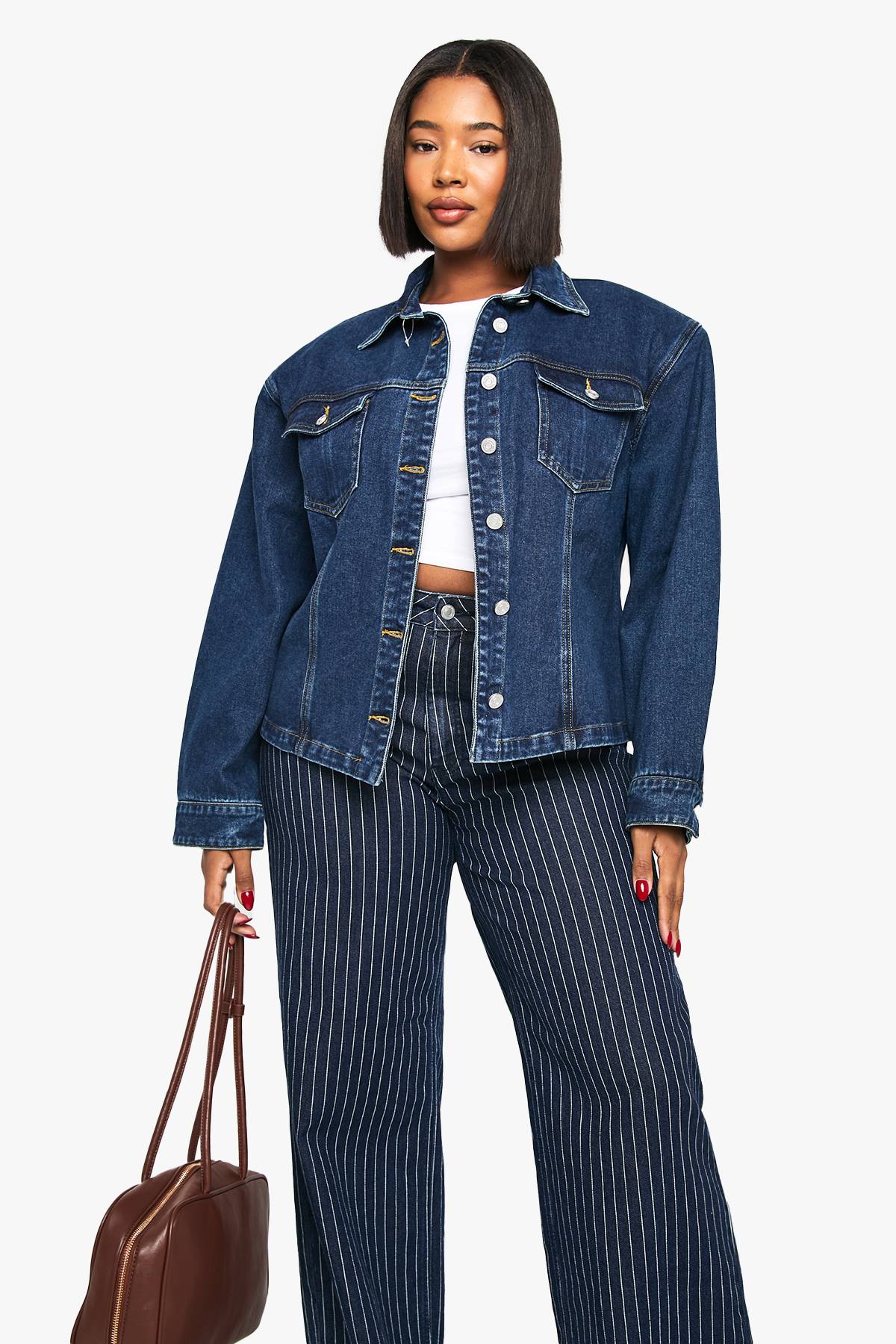 boohoo Veste en denim avec détails d'épaulettes
