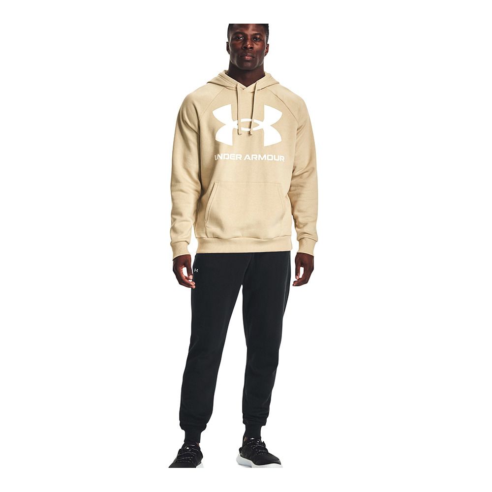 Under Armour UA RIVAL FLEECE BIG LOGO - Sweat Homme khaki base/onyx white