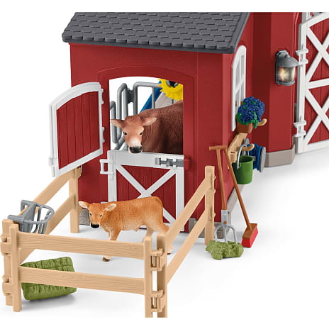 Schleich rød lade med tilbehør 42606