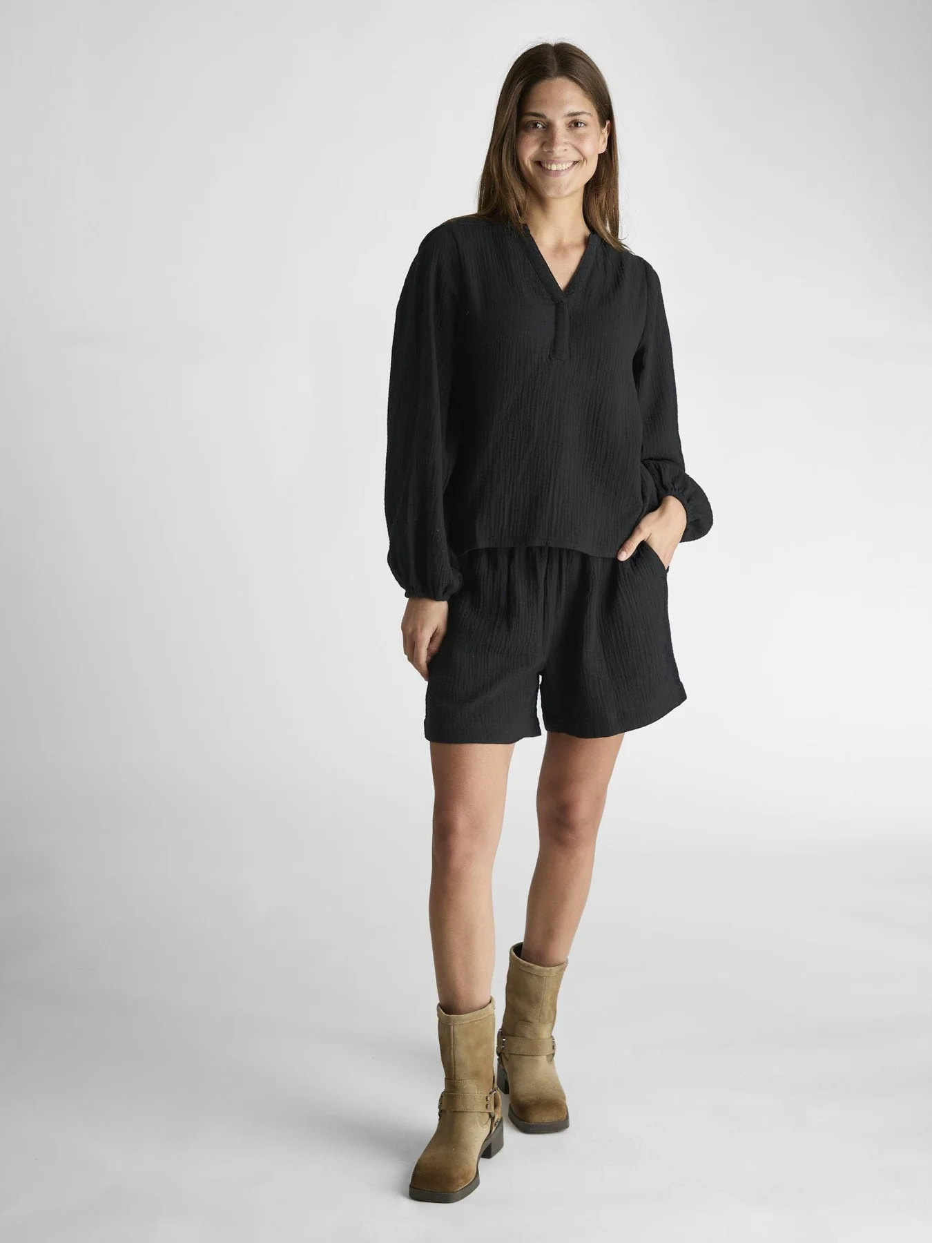 Neo Noir Ally Waffle Shorts black
