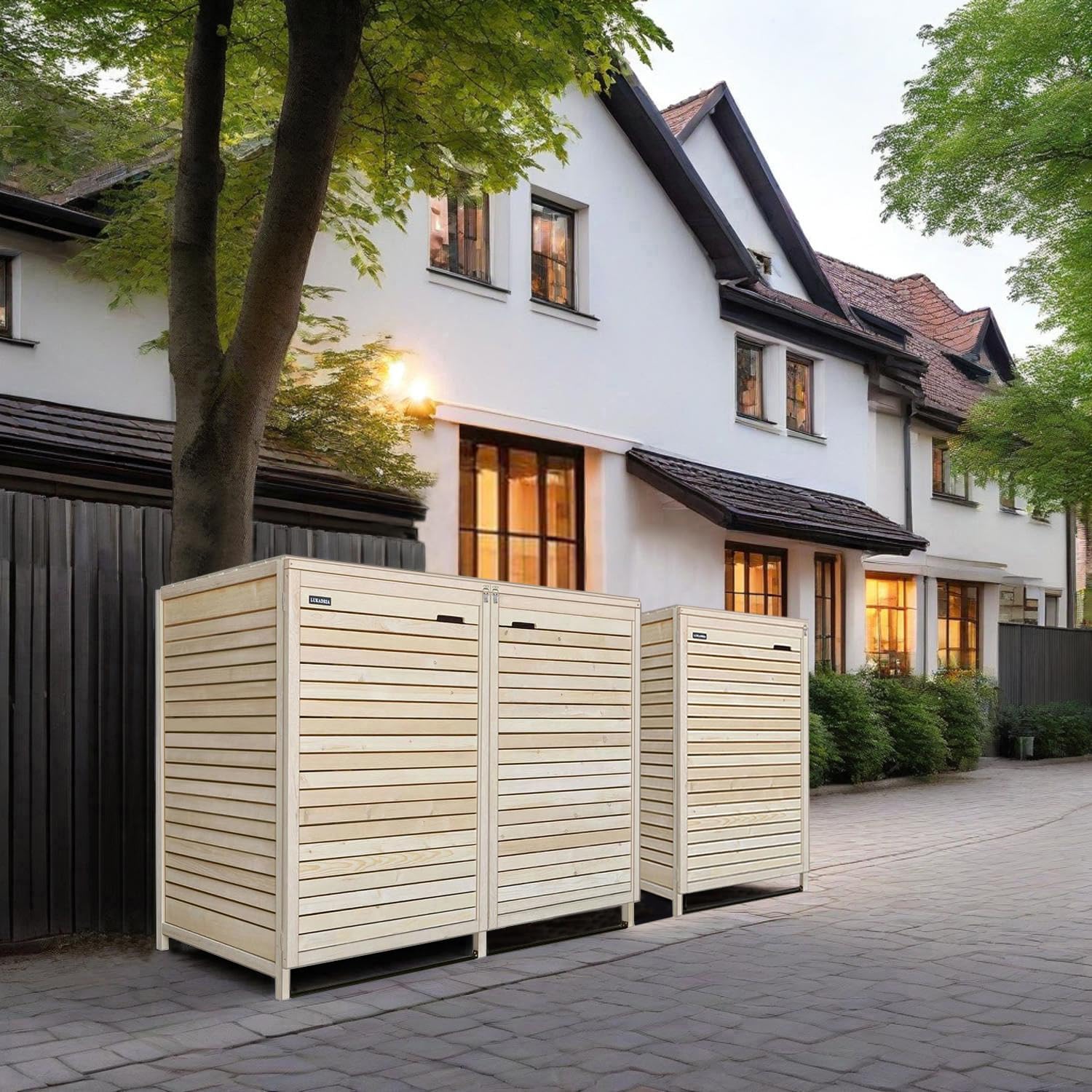 Mülltonnenbox Mülltonnenverkleidung ADRIA24 für 3 Tonnen 240L naturbelassen Müllcontainer Mülltonnenschrank Mülltonne