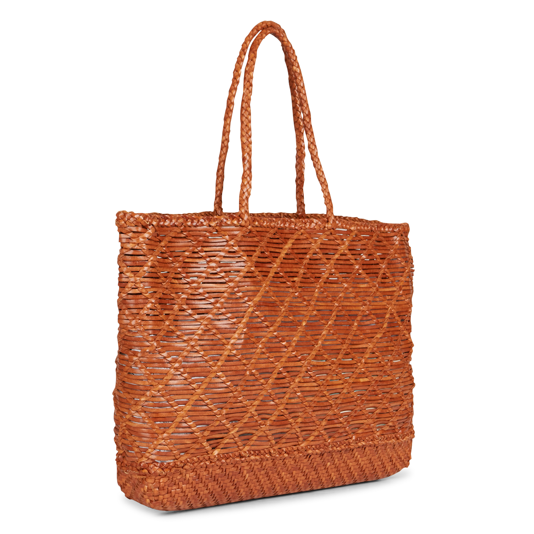EW CORSO - Panier tissé en cuir | Marron