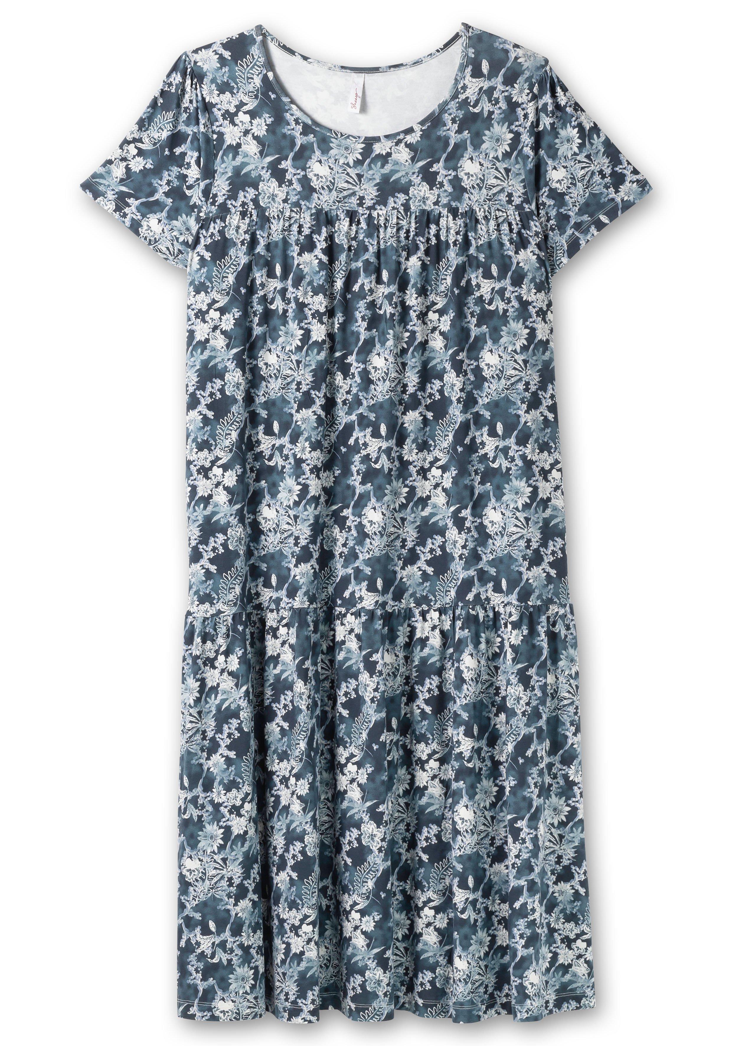 Stufenkleid mit Blumendruck, in Midilänge