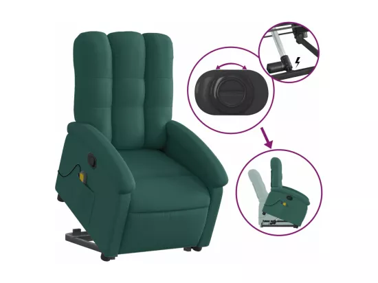 Fauteuil inclinable massant Vert foncé Tissu