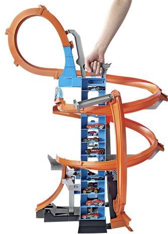 Hot Wheels - Sky Crash Tower - Speelgoed Racebaan - Oranje - 61 Cm Hoog Met Gemotoriseerde Booster