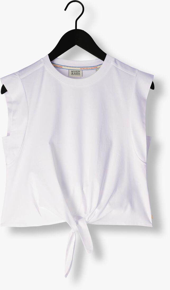 SCOTCH & SODA witte scotch & soda top sleeveless knotted t-shirt