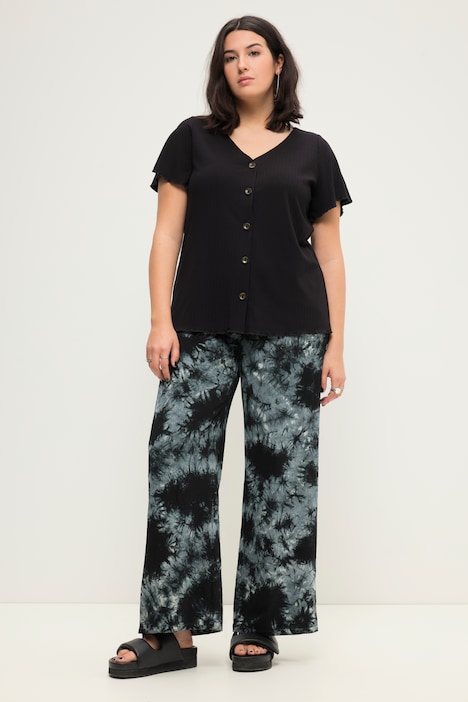 Hose, Wide Legs, HighWaist, Batikprint, teilelastischer Bund