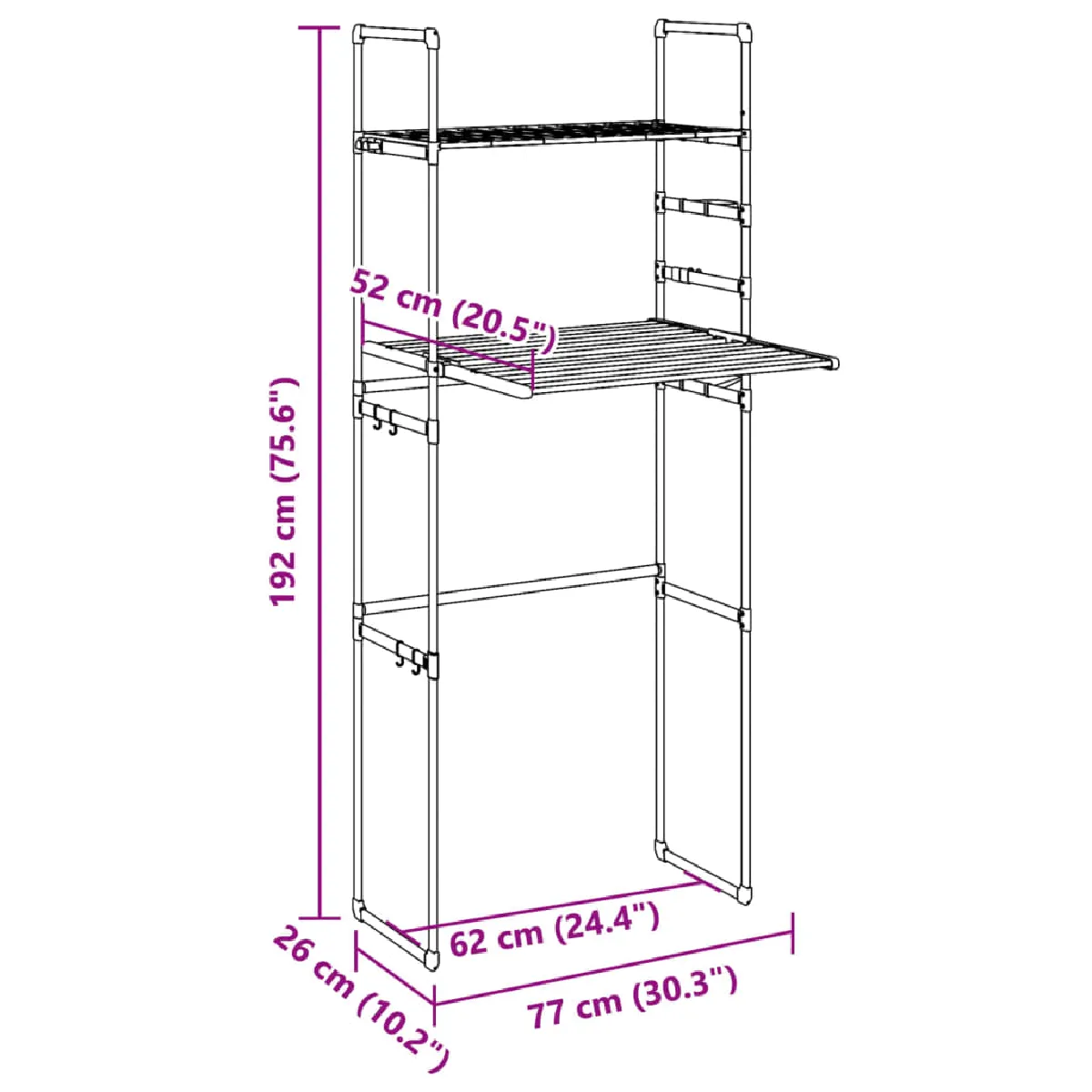 VidaXL Étagère pour machine à laver Aluminium