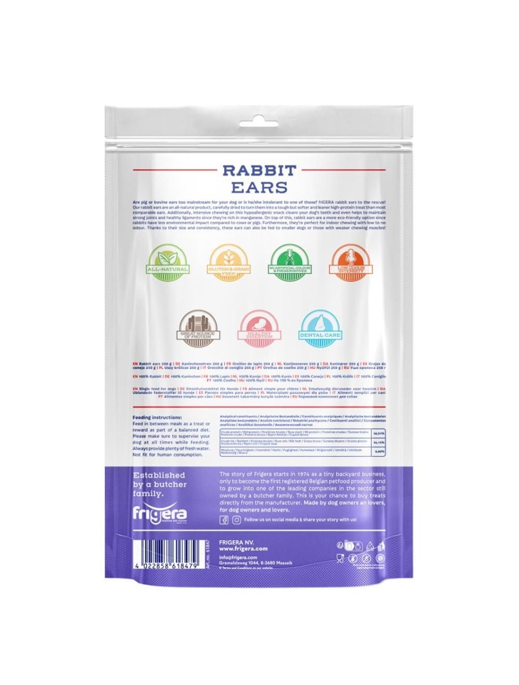 Frigera - Natural Dog Chews Kaninører 250g