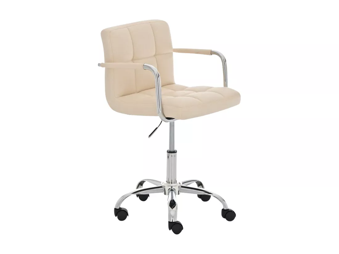 Chaise de bureau - Similicuir & Métal chromé - Crème - Lucy