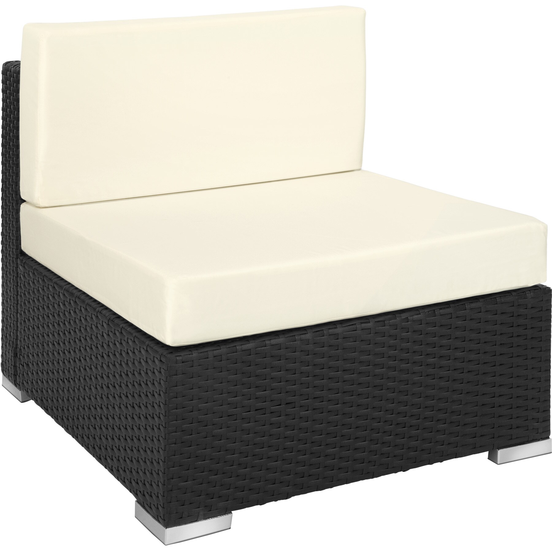tectake® Rattan Lounge, mit Aluminiumgestell, wetterfest und UV-beständig, mit Sicherheitsglasplatte
