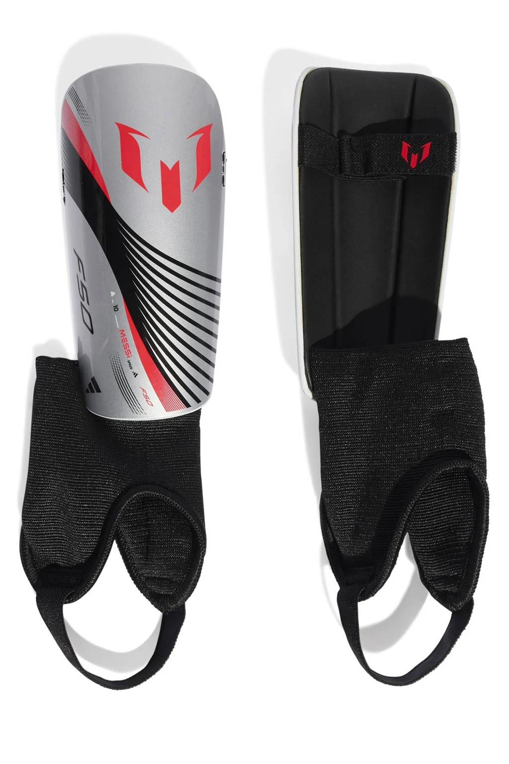 adidas Performance junior scheenbeschermers Messi grijs/rood/zwart