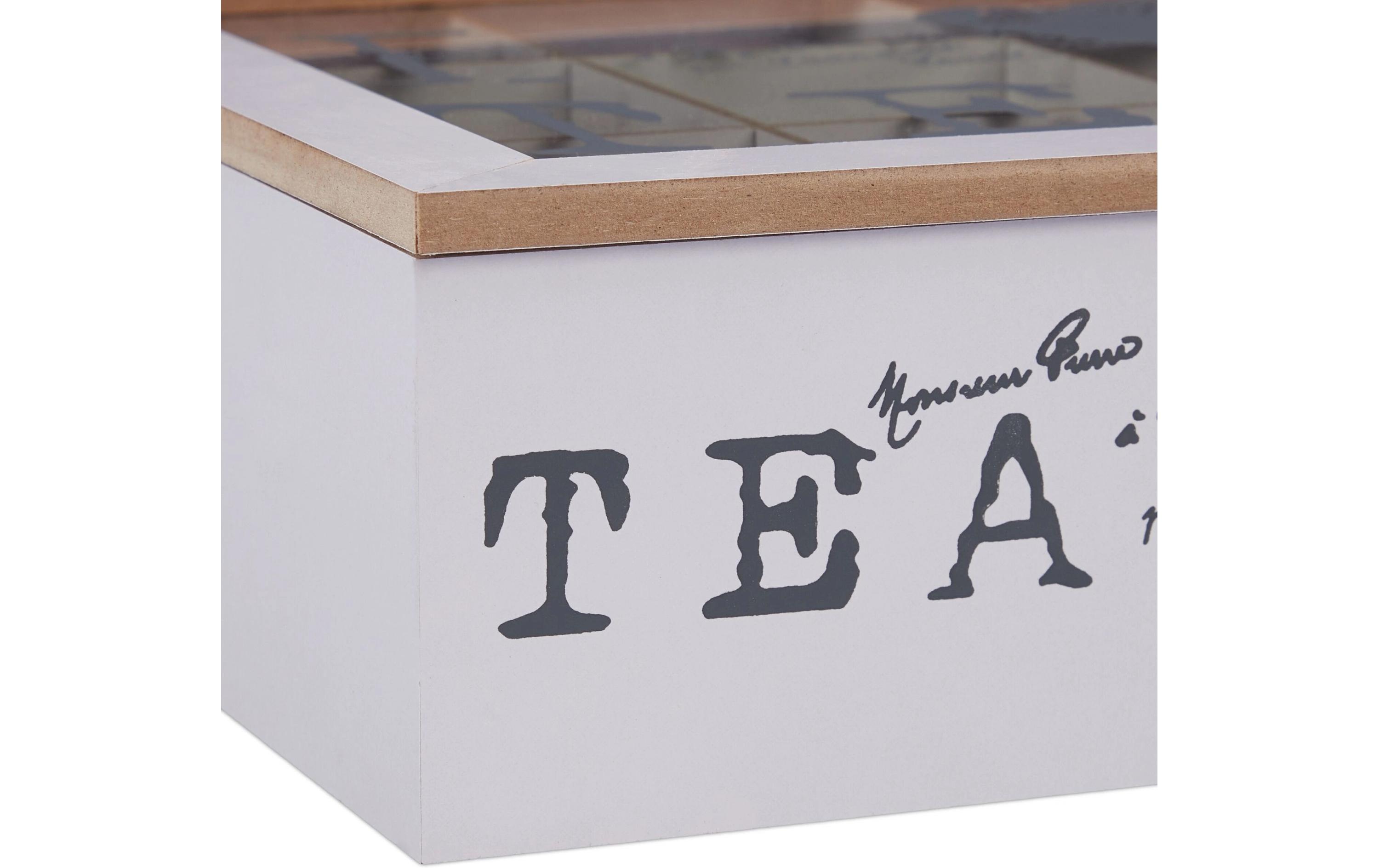 Teebeutel-Box Grau/WeissWeisse Teebox mit 9 Fächern