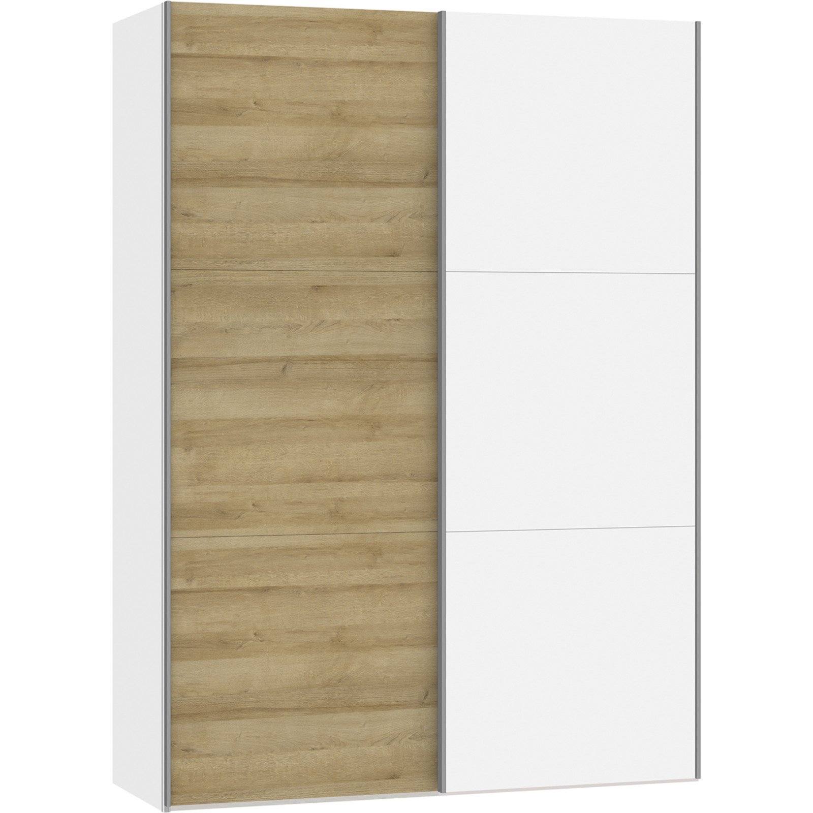 Schwebetürenschrank Schweizer 104 Eiche Natur weiss