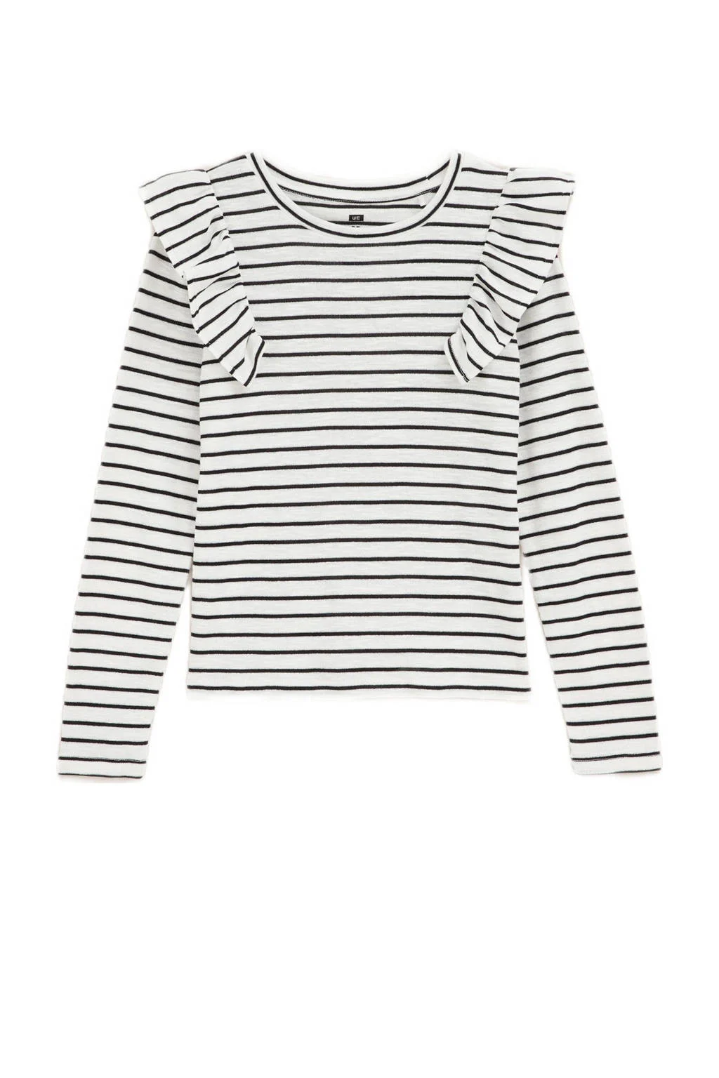 WE Fashion gestreepte longsleeve wit/zwart