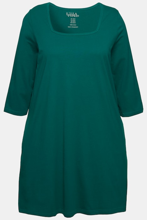 Longshirt, A-Linie, Carree-Ausschnitt, 3/4-Arm
