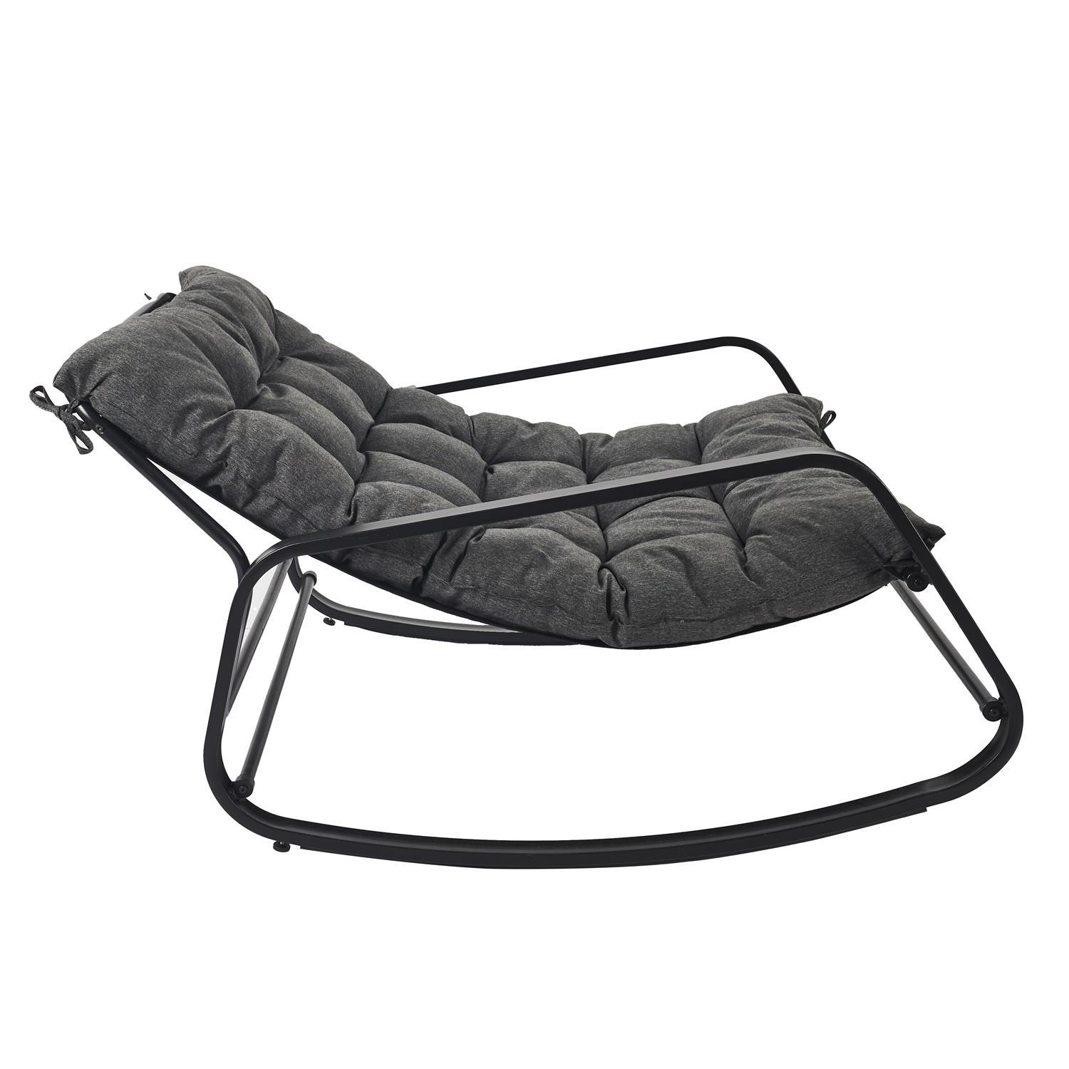 FAUTEUIL BASCULE MIAMI NOIR ET METAL 92X69X130CM