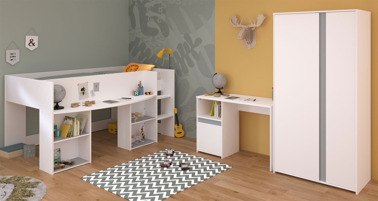 Parisot Kinderzimmer PIROUETTE 13 weiß / rosa / grau