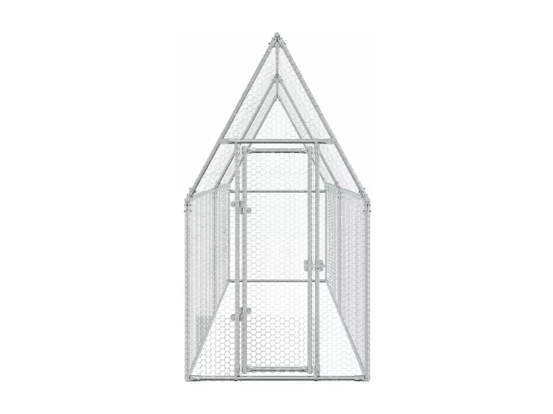 Cage pour poules argenté 400x100x190 cm acier galvanisé